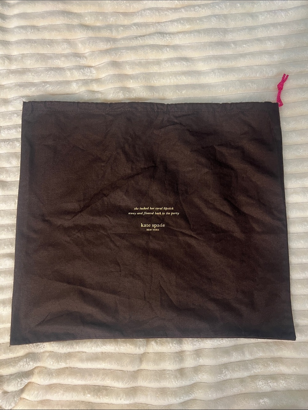 Kate Spade ♠️ Brown Dust Bag with Pink Drawcord